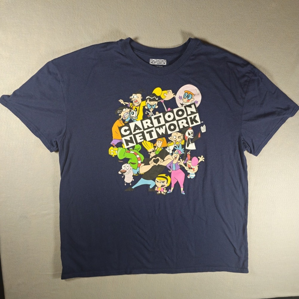 Cartoon Network T Shirt XL Blue Johnny Bravo Dexter Courage Ed Edd N Eddy Grim